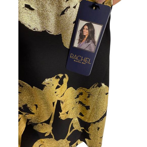 Rachel Roy Top Women's 2X sleeveless Gold Leaf Floral V-neck NWT - Picture 2 of 6